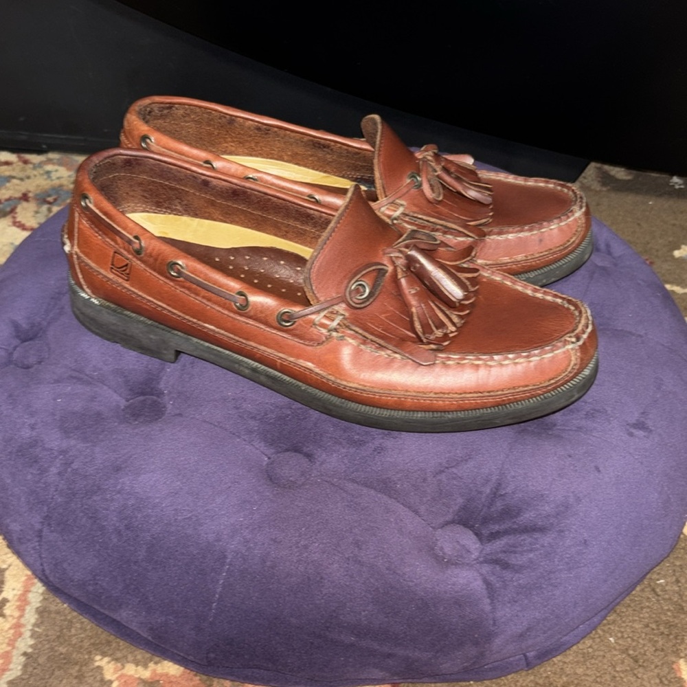 Preppy Sperry Top-Siders M 10.5 Loafers Brown Leather Tassel Kiltie Lakewood